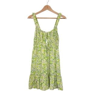 American Eagle Silky Tie Front Mini Dress Size Medium Green NEW